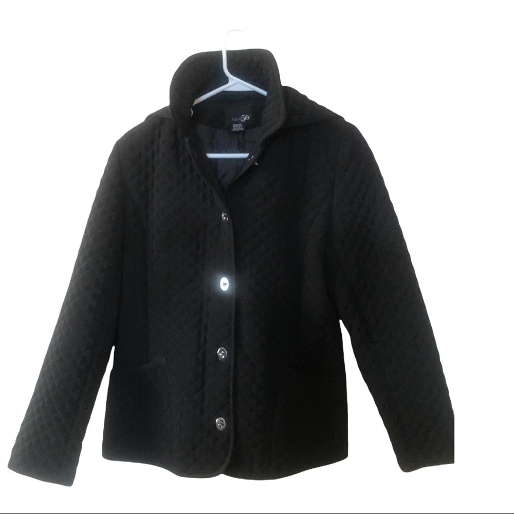 Women East 5 Th Quilt hooded Black coat Size M